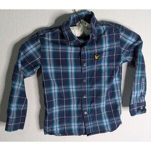 LYLE & SCOTT Juniors Size 4/5 Button Down Collar Checked Shirt Blue (467)
